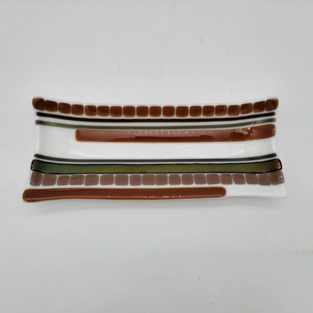 Fused Glass Rectangular Tray Plate - Picture 1 of 3